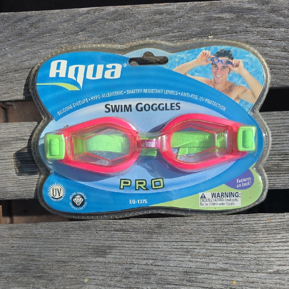 Aqua Swim Goggles with Pink and Lime Accents